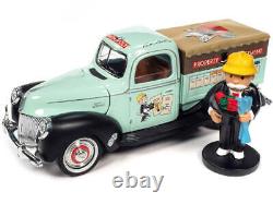 118 Monopoly Man with1940 Ford Pickup Truck - Light Green - Auto World