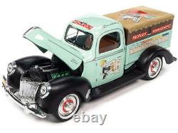 118 Monopoly Man with1940 Ford Pickup Truck - Light Green - Auto World