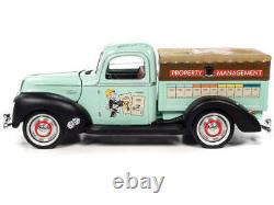 118 Monopoly Man with1940 Ford Pickup Truck - Light Green - Auto World