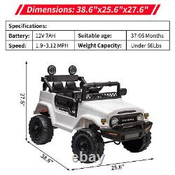12V Kids Ride On Car 2 Seaters Electric Vehicle Toy Truck Jeep with RC MP3 White