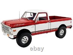 1972 Chevrolet K-10 4x4 Pickup Red & White 1/18 Diecast Model By Acme A1807217