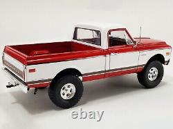 1972 Chevrolet K-10 4x4 Pickup Red & White 1/18 Diecast Model By Acme A1807217