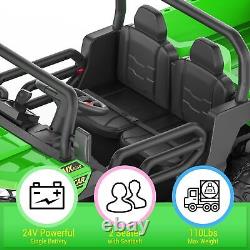 2 Seater Kids Ride on Dump Truck Car 24V 4WD Electric UTV Toys with Dump Bed Green