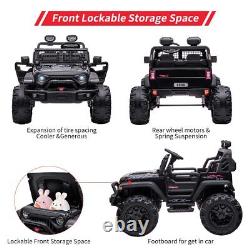 24V Large Kids Car Ride on Truck Toys withRemote 2 Seater Lockable Doors Black US