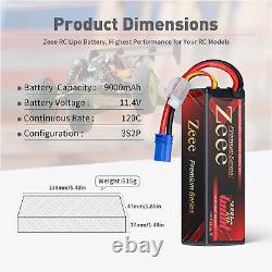 2x Zeee 11.4V 120C 9000mAh EC5 HV 3S LiPo Battery Hardcase for RC Car Truck Tank