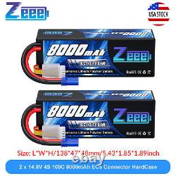 2x Zeee 14.8V 100C 8000mAh 4S Lipo Battery EC5 Hardcase for RC Car Truck Tank