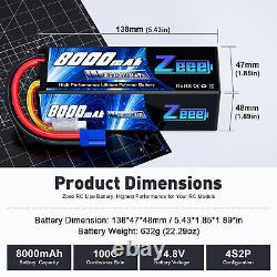 2x Zeee 14.8V 100C 8000mAh 4S Lipo Battery EC5 Hardcase for RC Car Truck Tank