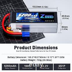 2x Zeee 22.2V 100C 5200mAh 6S LiPo Battery EC5 for RC Car Truck Boat Helicopter