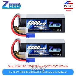 2x Zeee 22.2V 100C 6S LiPo Battery 4000mAh EC5 for RC Car Truck Heli Drone Jet