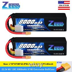 2x Zeee 22.2V 120C 8000mAh 6S LiPo Battery XT60 for RC Car Truck Tank Racer