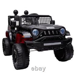 Black 12V Kids Car Power Wheels Ride-on Truck Vehicle withRemote Control LED Light