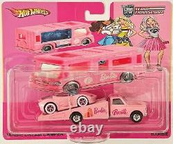 Custom Hot Wheels Team Transport Pink Barbie EXTRA Car on Ramp Tow Truck withRR