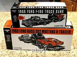 Ertl 1/25 Wix 1966 Ford F-100 Truck & 1969 Boss Mustang Race Car with Trailer L@@K