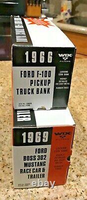 Ertl 1/25 Wix 1966 Ford F-100 Truck & 1969 Boss Mustang Race Car with Trailer L@@K