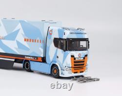 GB 164 Scania S730 Blue Enclosed Double Deck Truck Model Diecast Collect Car