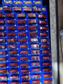 Huge Lot x64 1991 Hot Wheels ORANGE RECYCLING TRUCK Blue Card #143 all Blackwall