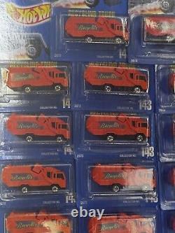 Huge Lot x64 1991 Hot Wheels ORANGE RECYCLING TRUCK Blue Card #143 all Blackwall