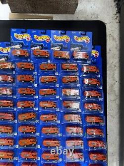 Huge Lot x64 1991 Hot Wheels ORANGE RECYCLING TRUCK Blue Card #143 all Blackwall