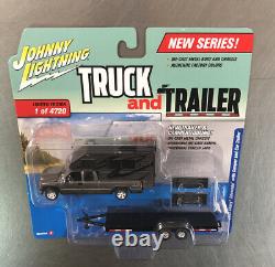 JOHNNY LIGHTNING TRUCK AND TRAILER 2002 CHEVY SILVERADO WithCAMPER & CAR TRAILER