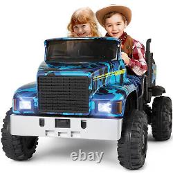 JOYLDIAS Camo Two-Seater 24V Kids Ride On Car Truck Tractor Trailer with Remote