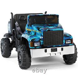 JOYLDIAS Camo Two-Seater 24V Kids Ride On Car Truck Tractor Trailer with Remote