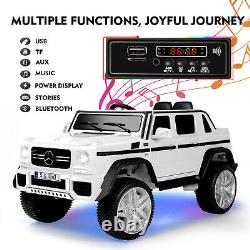 JOYLDIAS White 12V Battery Kids Ride On Car Electric Truck Toy Gift withRemote, MP3