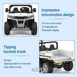 Kids Ride On Car Truck 24V 2 Seater Electric Remote Control with Dump Bed White