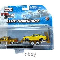 Maisto Transport 2004 Ford F-150 Pickup Truck 2010 Ford Mustang GT Trailer 1/64