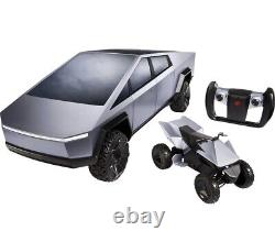 Mattel Hot Wheels RC Kit 110 Tesla Cybertruck & Cyberquad Silver GYD25