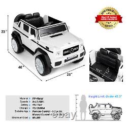 New White Electric 12V Battery Kids Ride On Car Truck Toy withRemote+Light+MP3+USB