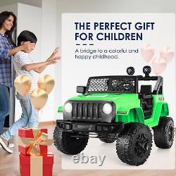 Ride On Jeep Car 12V Kids Electric Truck with Remote Control 3 Speeds LED Lights