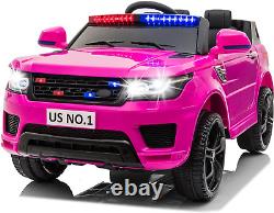 TOBBI 12V Police Cop Car Kids Ride on Battery Powered Truck Toy Real Megaphone
