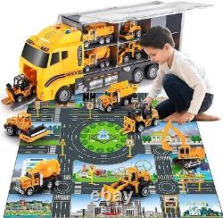 Toddler Toys for 3 4 5 6 Years Old Boys, Die-Cast Construction Car Carrier Vehic
