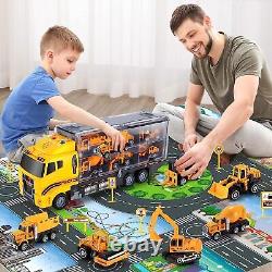 Toddler Toys for 3 4 5 6 Years Old Boys, Die-Cast Construction Car Carrier Vehic