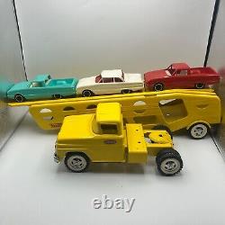 Vintage 1960's Tonka Car Carrier 840 Yellow Truck Pressed Steel Toy with Box